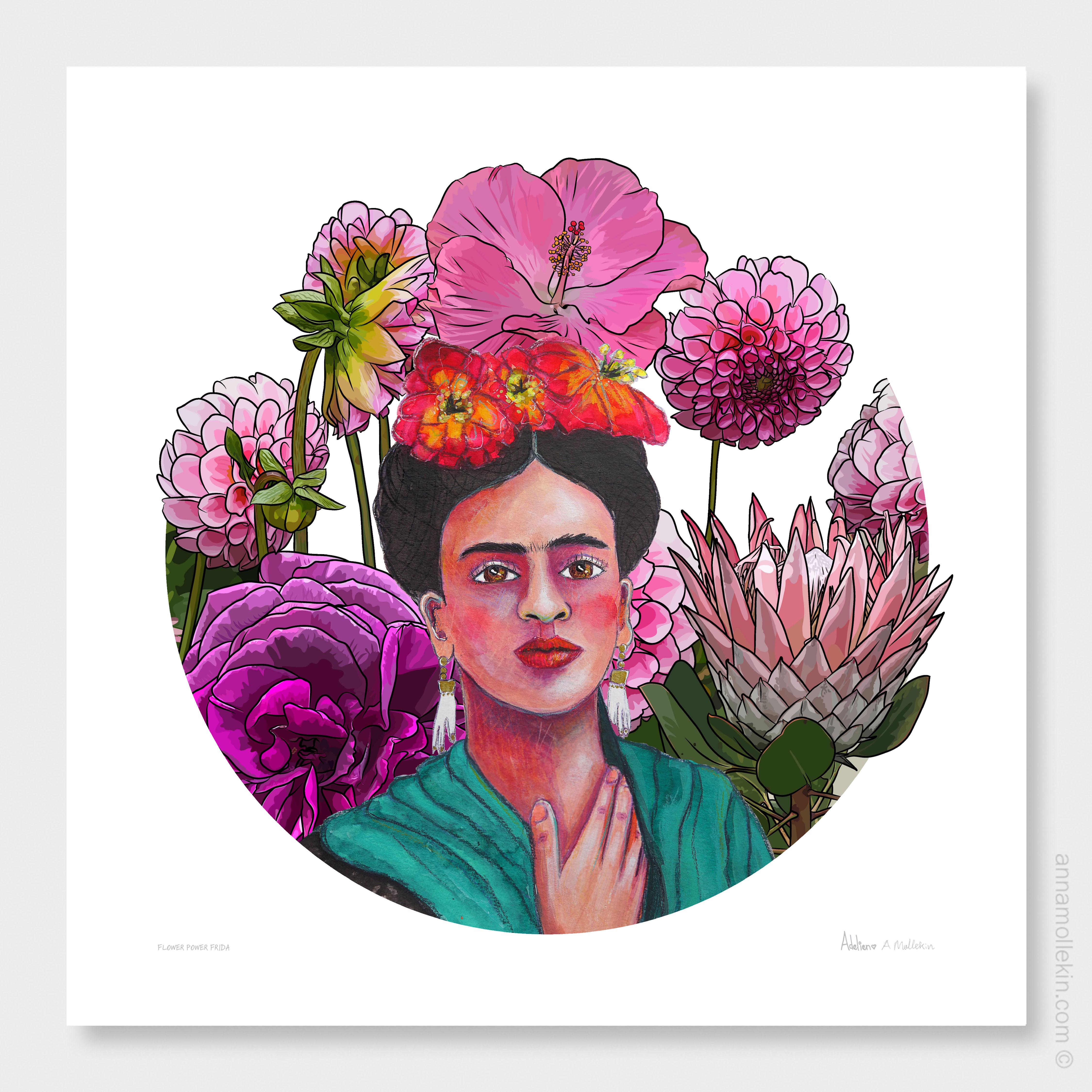 Flower Power Frida by Anna Mollekin & Adelien Art | Frida Kahlo Artwork
COLLABORATIONS