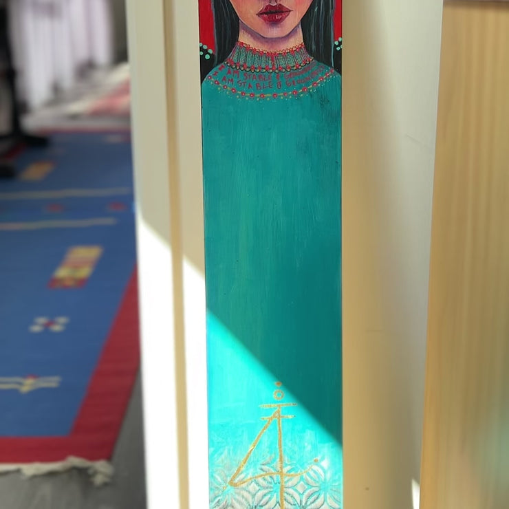 Wooden plank Goddess art piece