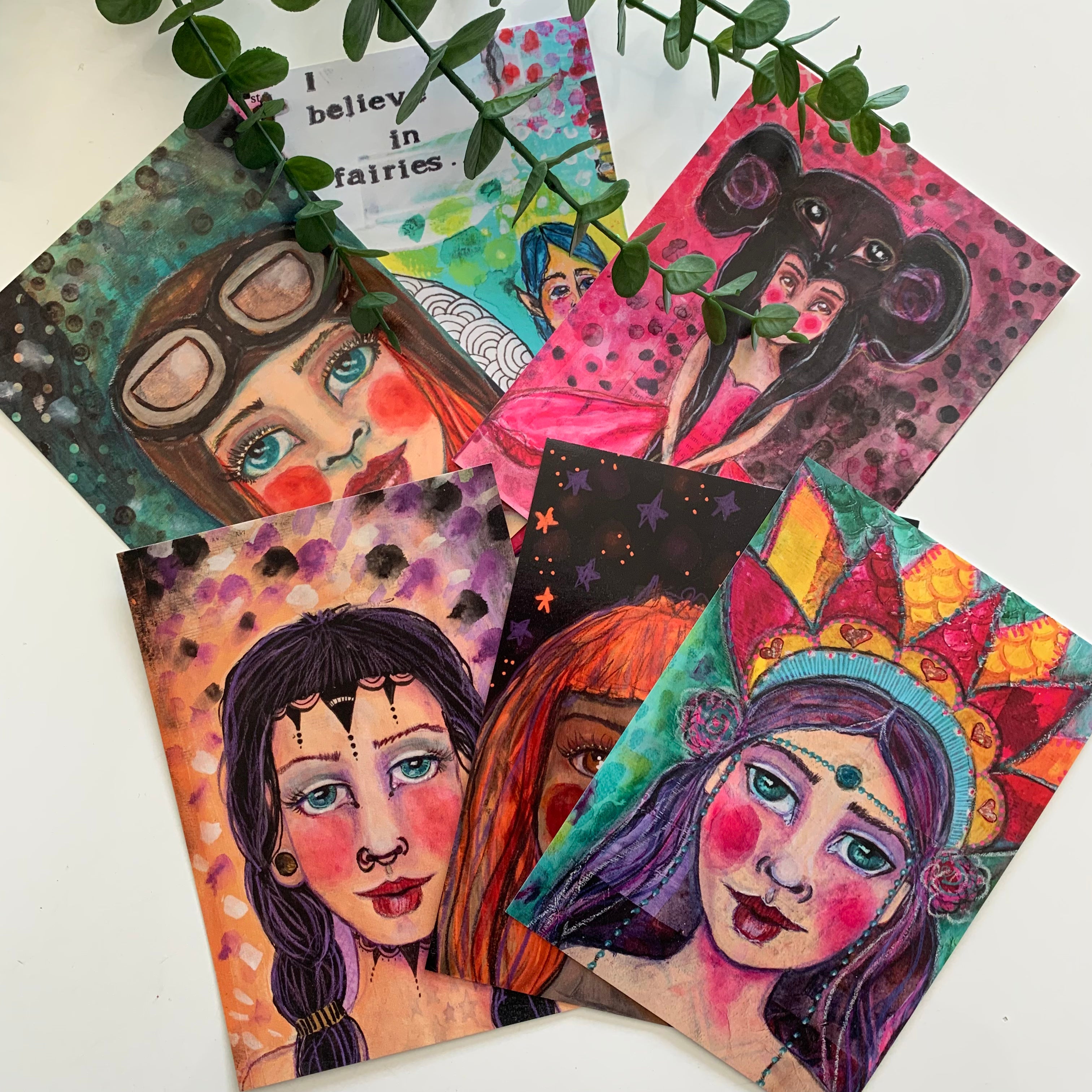 collection of A6 mixed media postcards by Adelien's Art