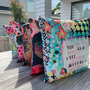 collection of colorful positive affirmation scatter cushions by Adelien's Art