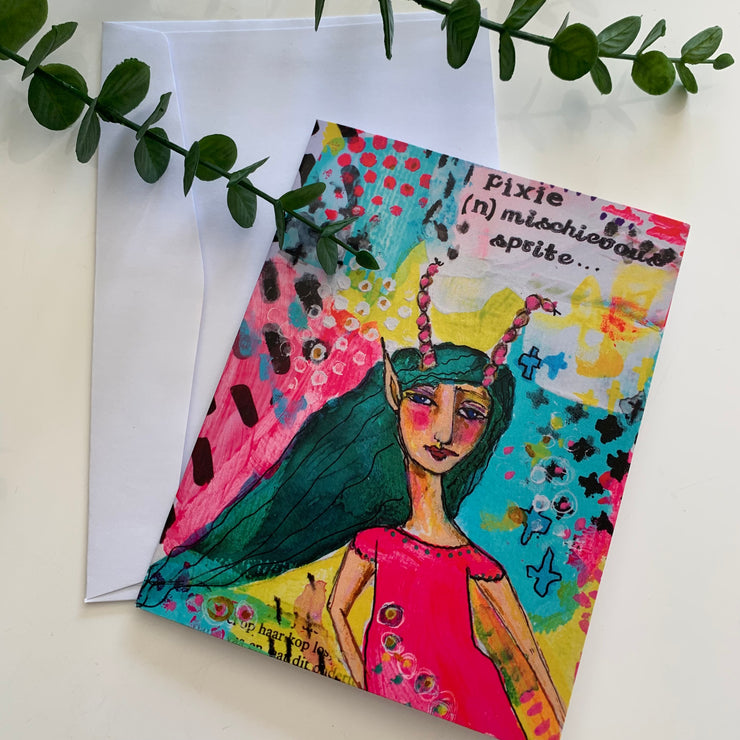 Mixed media art greeting card from Adelien&