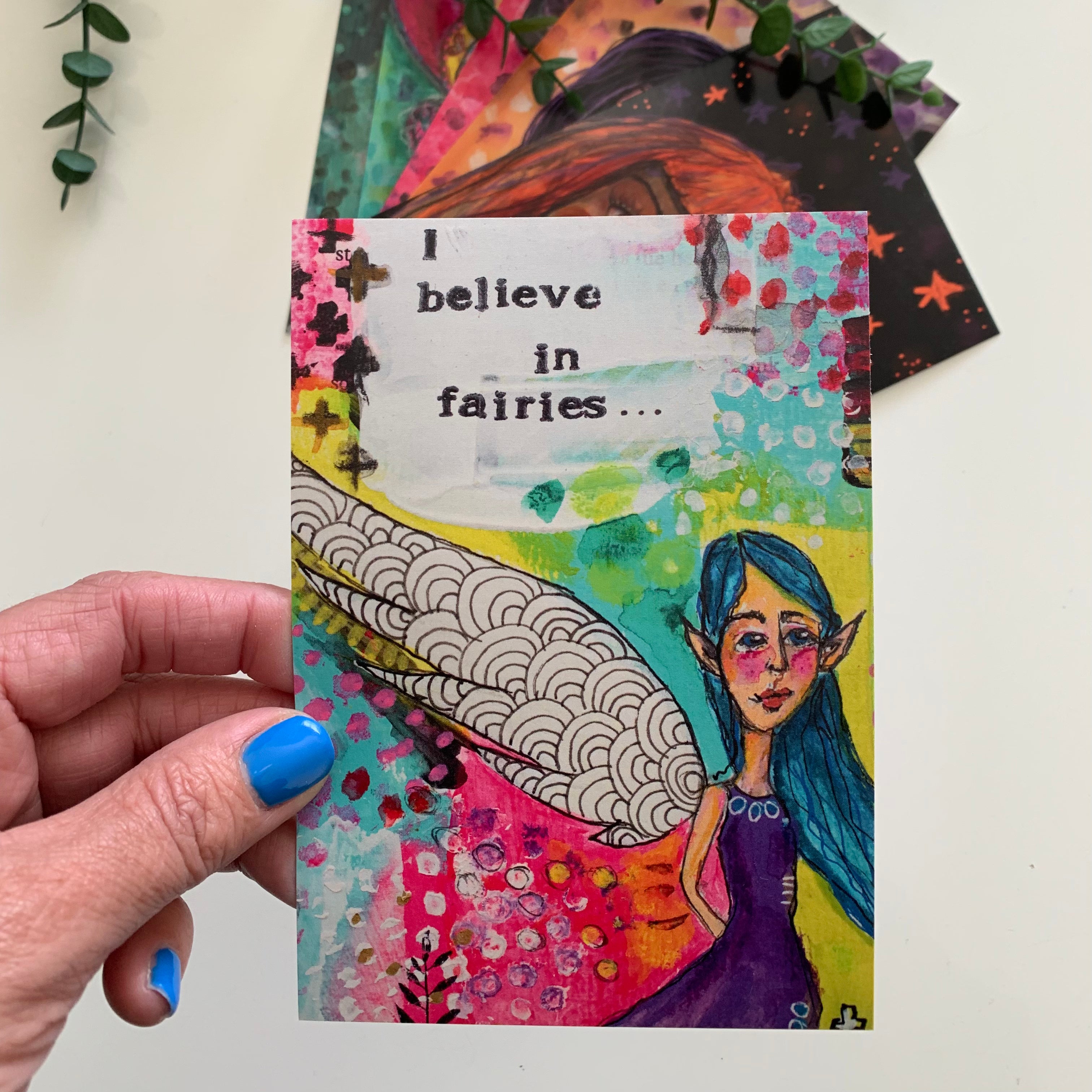I believe in Fairies A6 mixed media post card by Adelien's Art