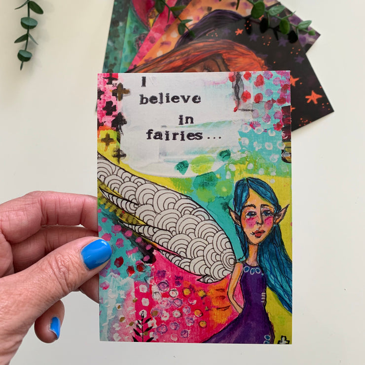 I believe in Fairies A6 mixed media post card by Adelien&