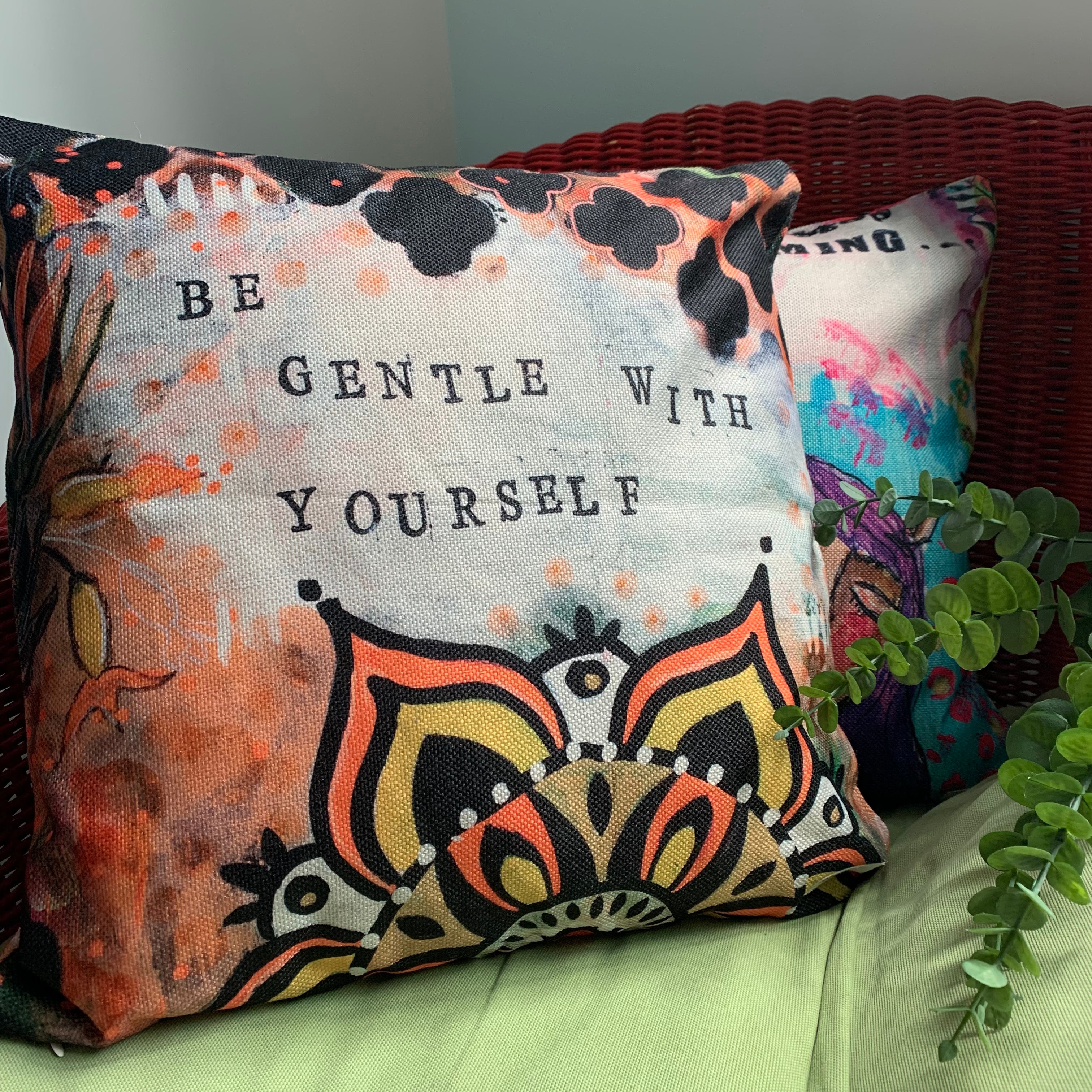Be gentle with yourself scatter cushion by Adeluen's Art